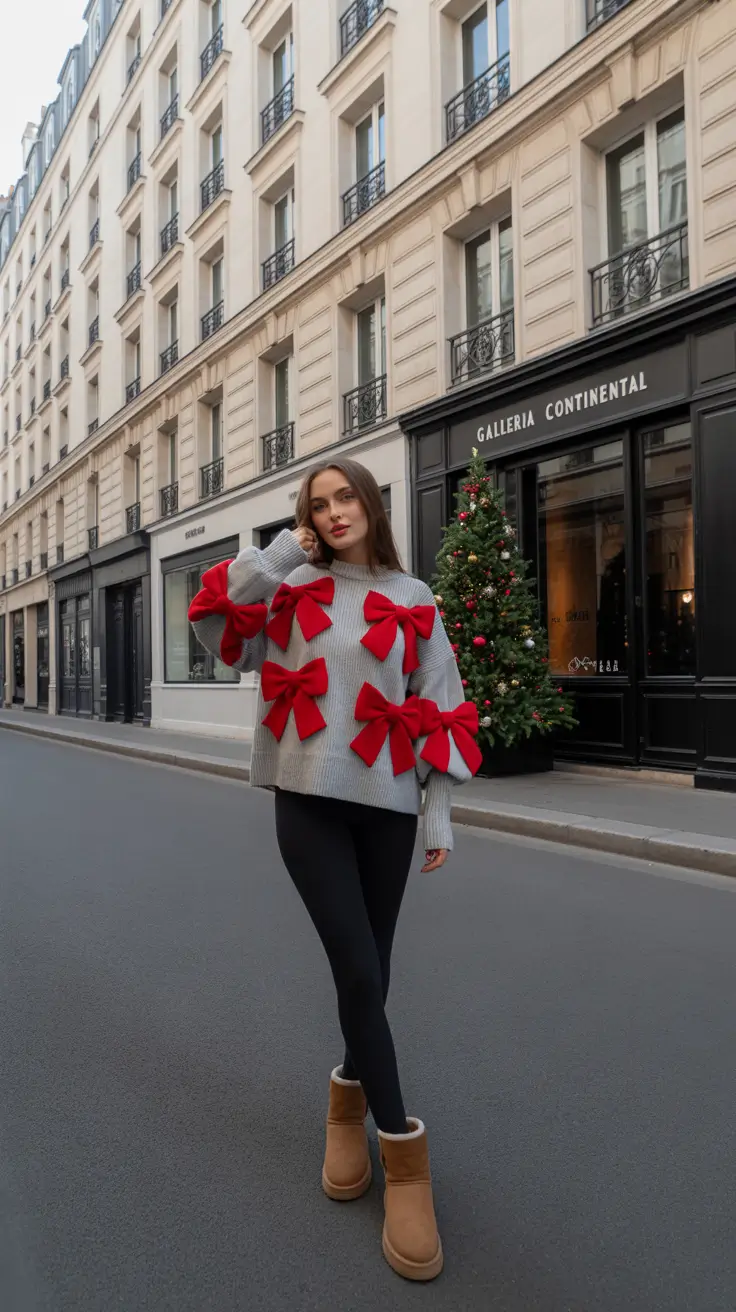 winter outfit inspo 2025-2026 Festive Bow Play