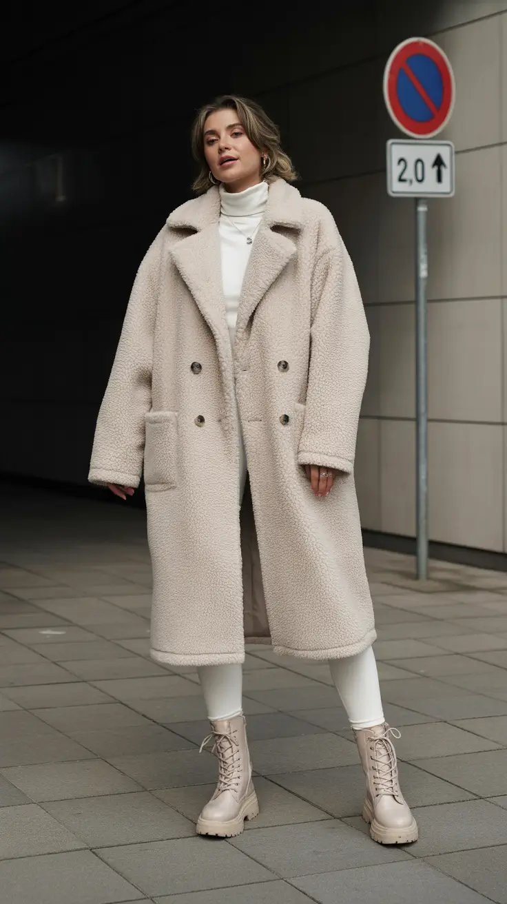 winter outfits over 40 2025-2026 Timeless Warmth in a Neutral Teddy Coat