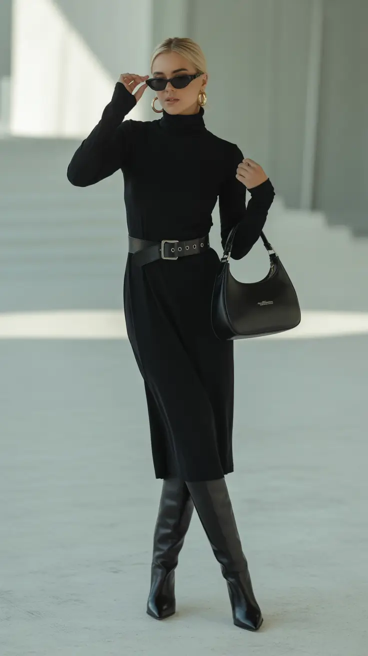 winter outfits over 40 2025-2026 Effortless Elegance in Black Knit