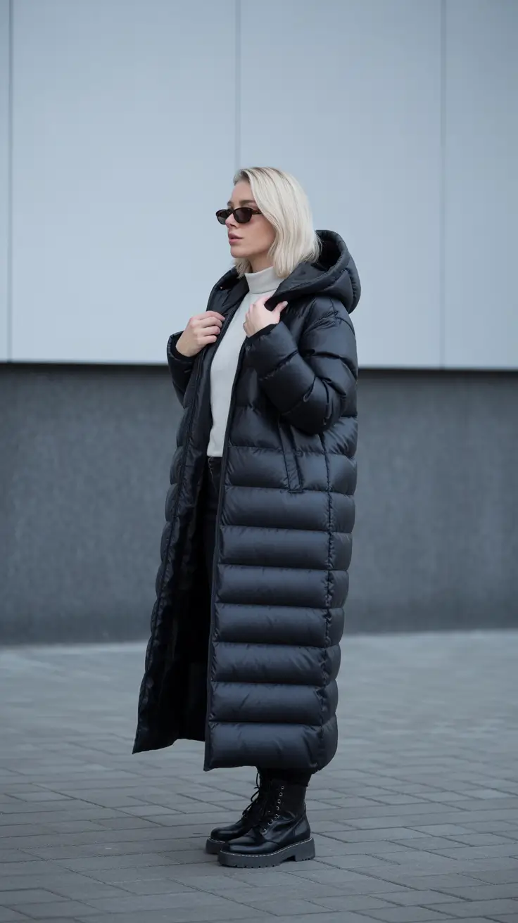 winter outfits over 40 2025-2026 Winter Warmth with a Long Puffer Coat