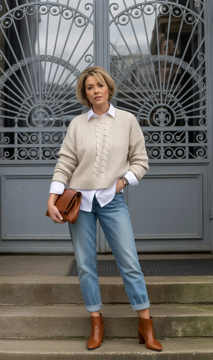 winter outfits over 40 2025-2026 Weekend Confidence in Denim and Neutrals