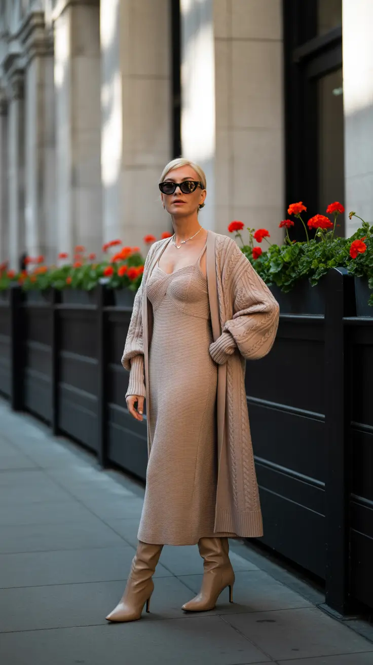 winter outfits over 40 2025-2026 Soft Monotone in Beige Layers