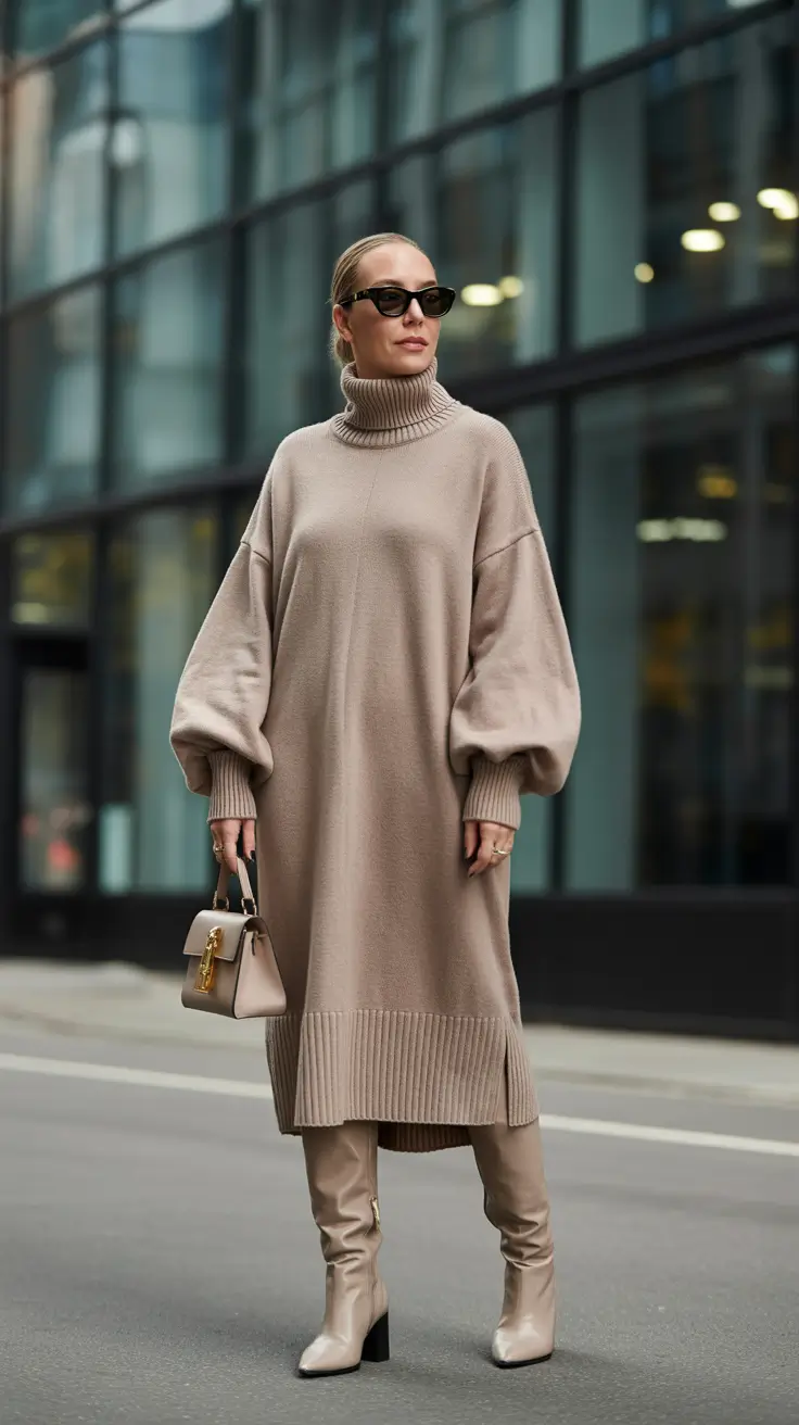 winter outfits over 40 2025-2026 Oversized Knit Chic