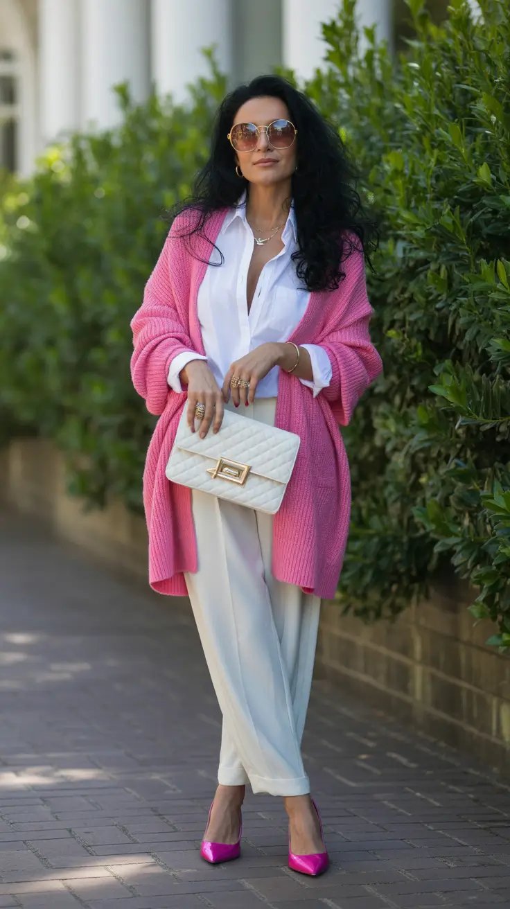 winter outfits over 40 2025-2026 Playful Pink Neutrals