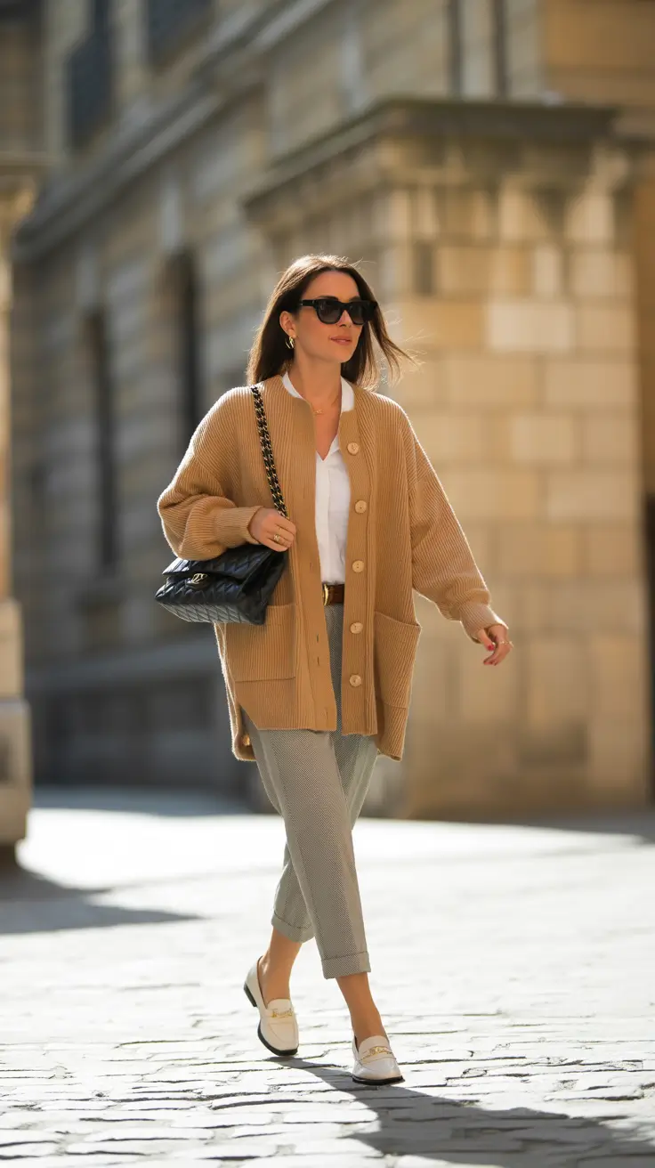 winter outfits over 40 2025-2026 Everyday Elegance with a Camel Cardigan