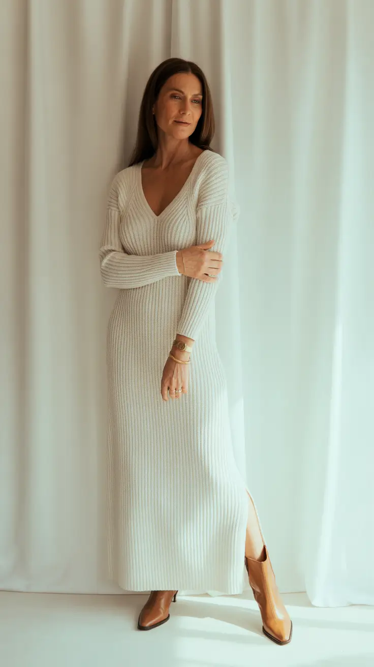 winter outfits over 50 2025-2026 Soft Knit Sophistication