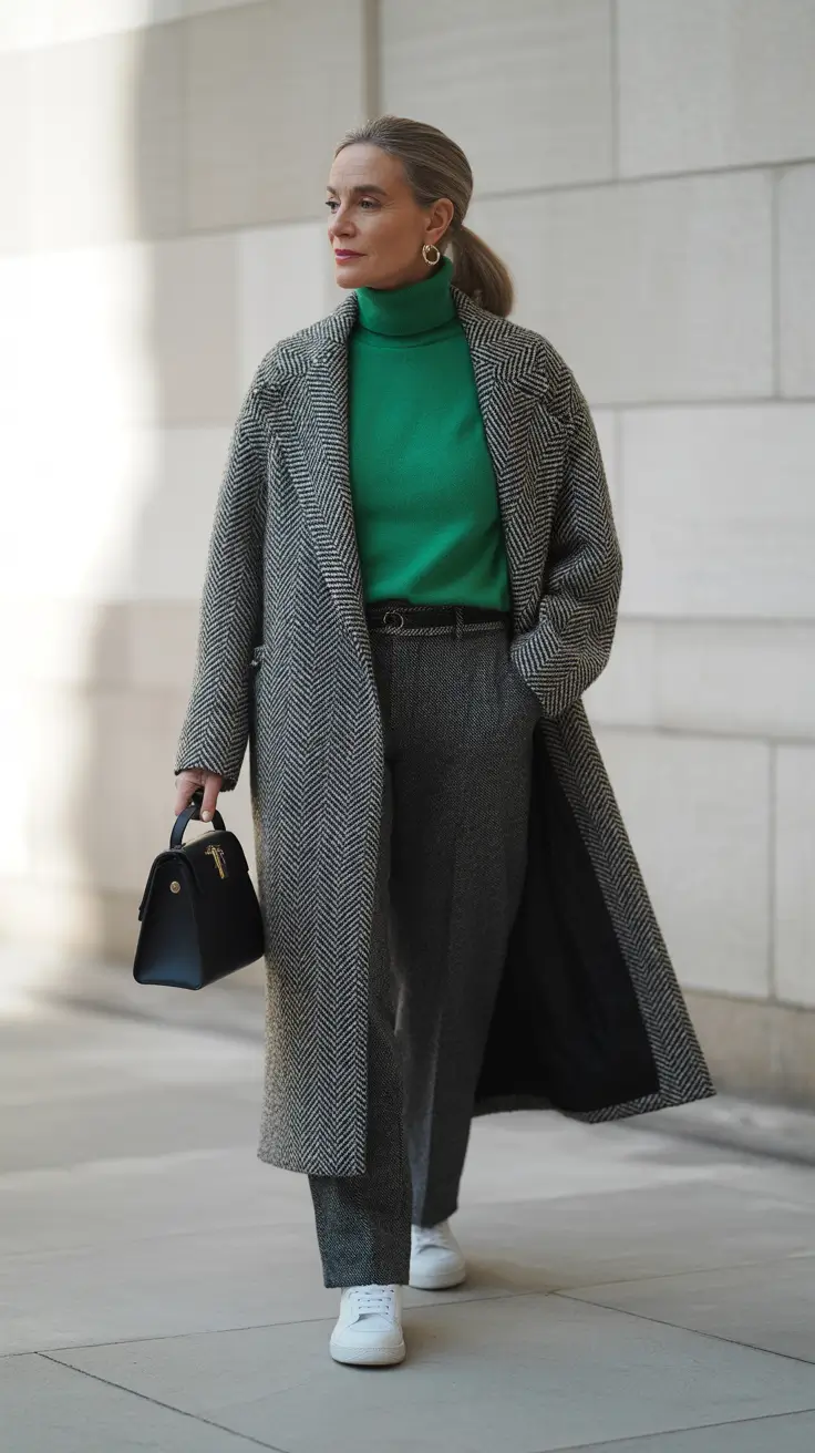 winter outfits over 50 2025-2026 Urban Greens and Textured Grays