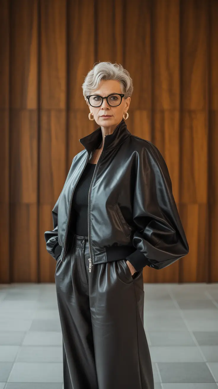 winter outfits over 60 2025-2026 Leather Elegance with Edge
