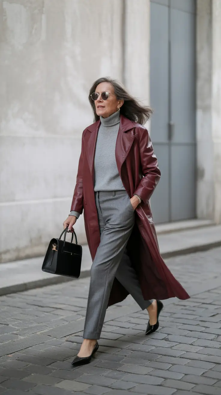 winter outfits over 60 2025-2026 Burgundy Sophistication on the Move