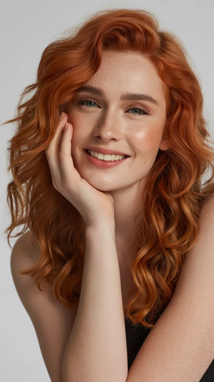 auburn hair color 2026 Radiant Light Auburn Waves