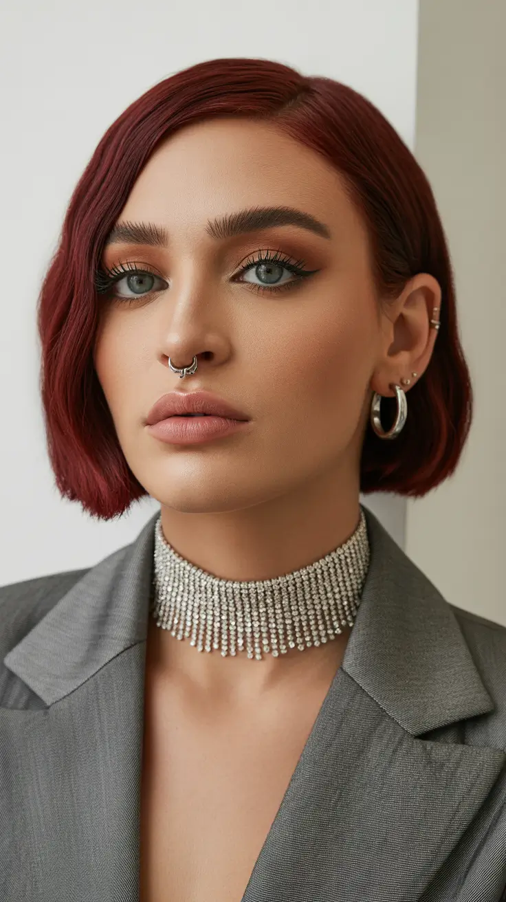 auburn hair color 2026 Dark Cherry Bob