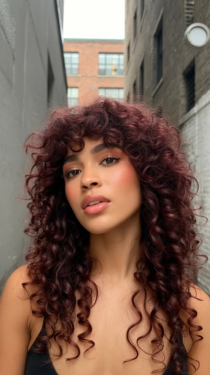 hair color for dark skin 2026 Deep Burgundy Curls for a Bold 2026 Moment