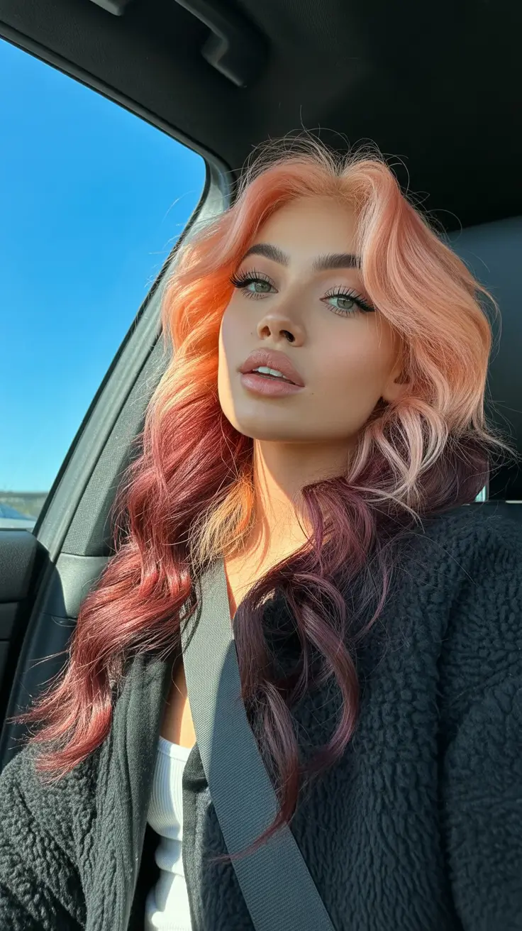 hair color for tan skin 2026 Two-Tone Pink and Plum for a Playful Twist