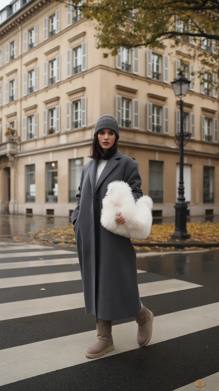 ugg outfits 2026 Gray Majesty & Textural Harmony