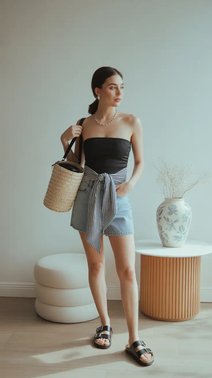 vacation outfits 2026 Denim Days and Striped Accents