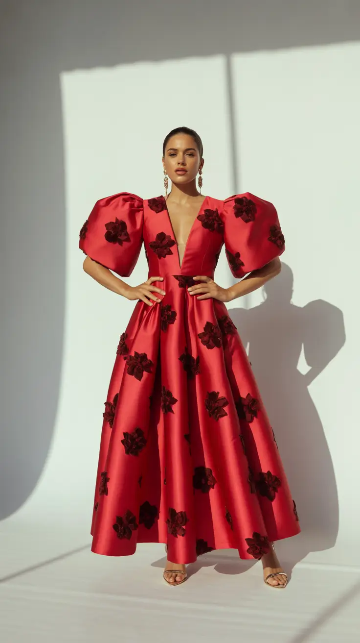 wedding guest outfits 2026 Crimson Couture Drama