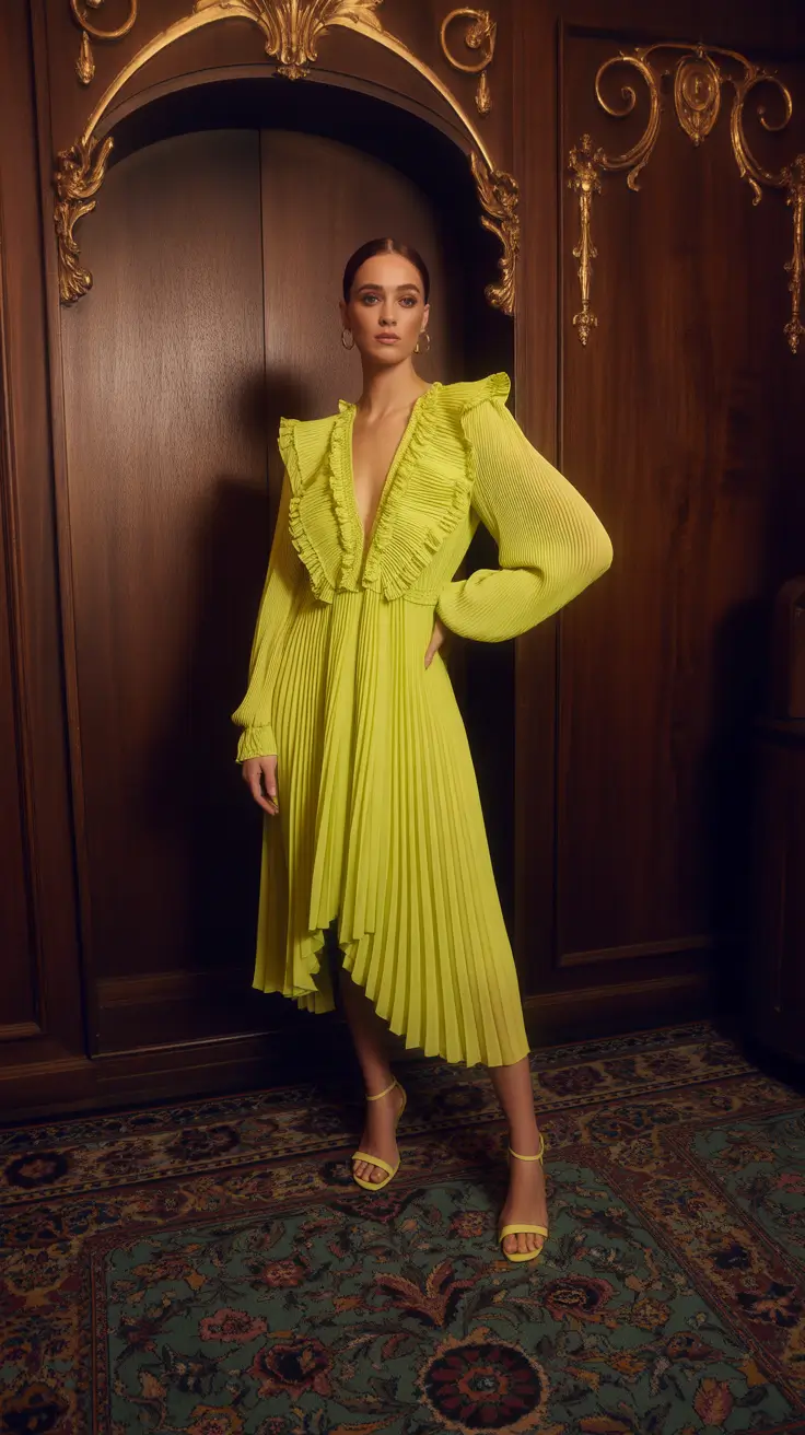wedding guest outfits 2026 Sunlit Energy in Chartreuse