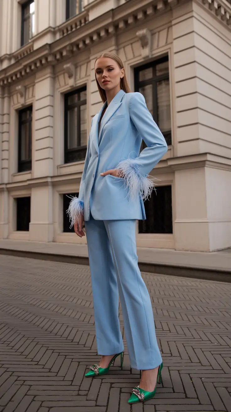 birthday outfits 2026 Powder Blue Power Suit