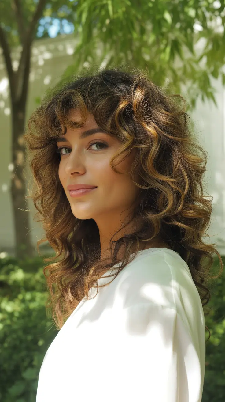 brown hair colors 2026 Curly Cinnamon Layers