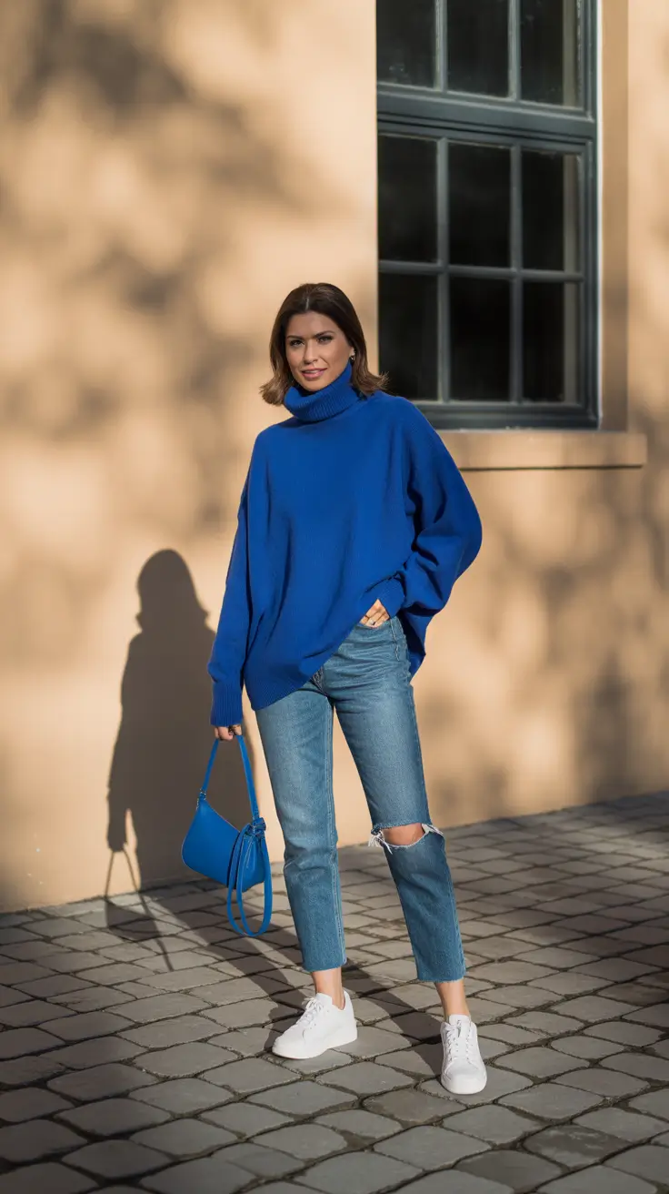 casual-outfits-for-women-2026 Royal Blue Comfort with Street Spirit