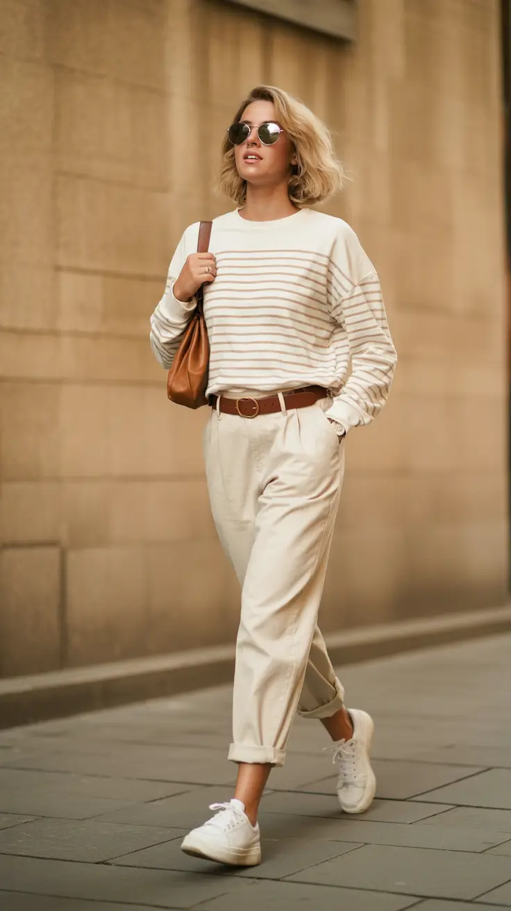casual-outfits-for-women-2026 Laid-Back Luxe in Stripes