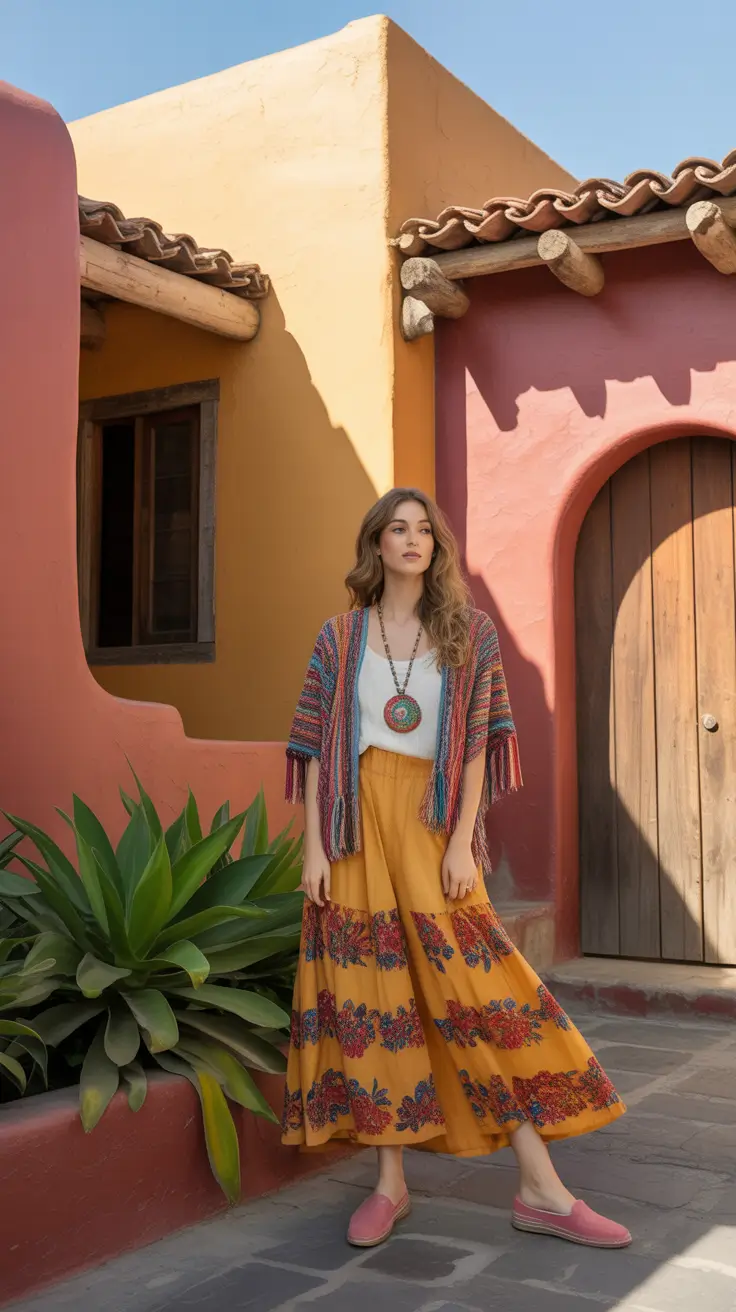 travel outfits 2026 - Earthy Tones and Casual Comfort: A Boho-Inspired Look