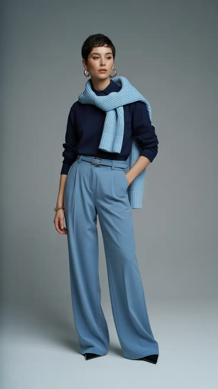 casual work outfits 2026 Cool Blue Harmony