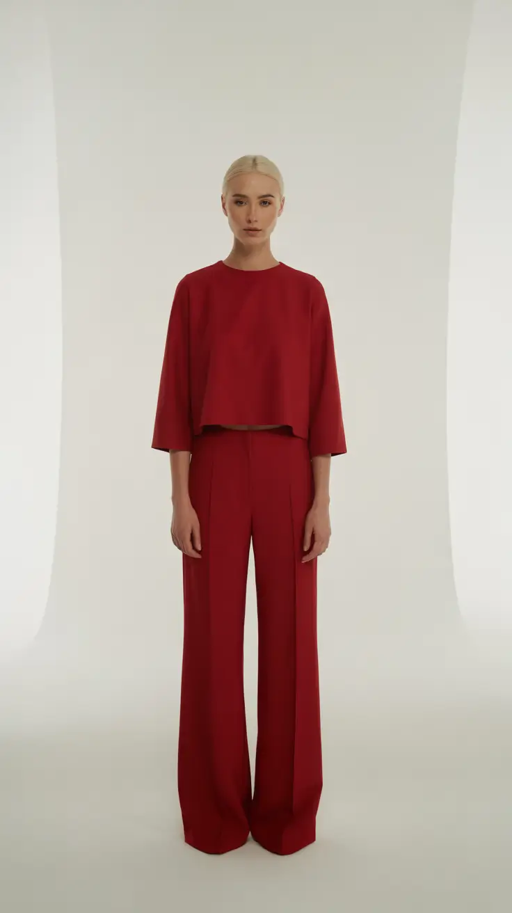 casual work outfits 2026 Minimal Red Statement
