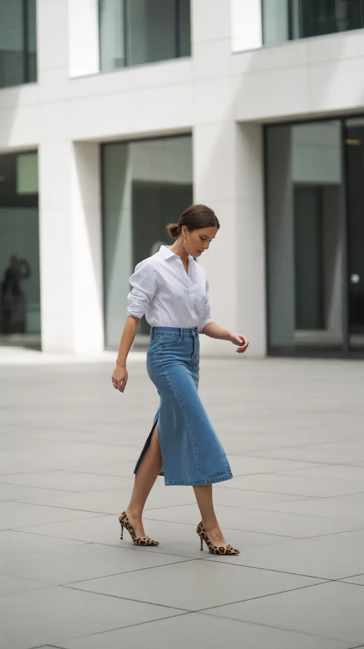 casual work outfits 2026 Denim Elegance Redefined
