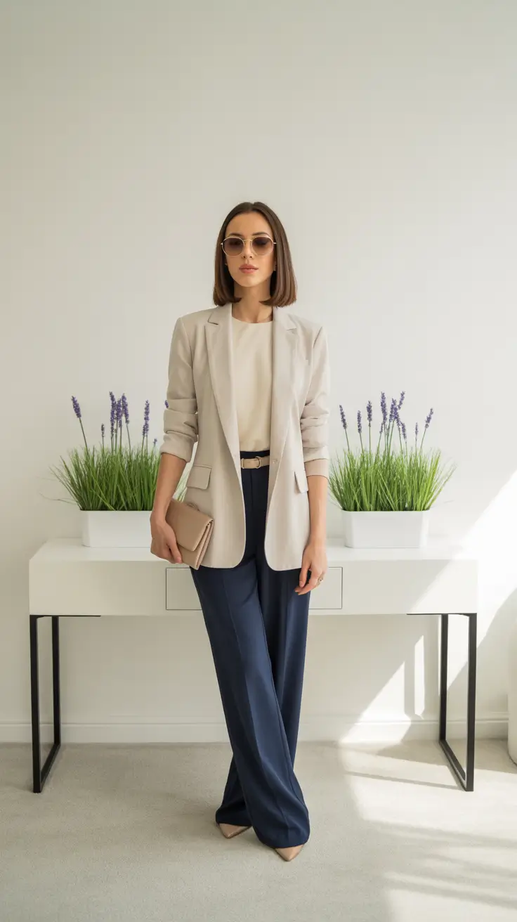 casual work outfits 2026 Soft Neutrals, Strong Energy