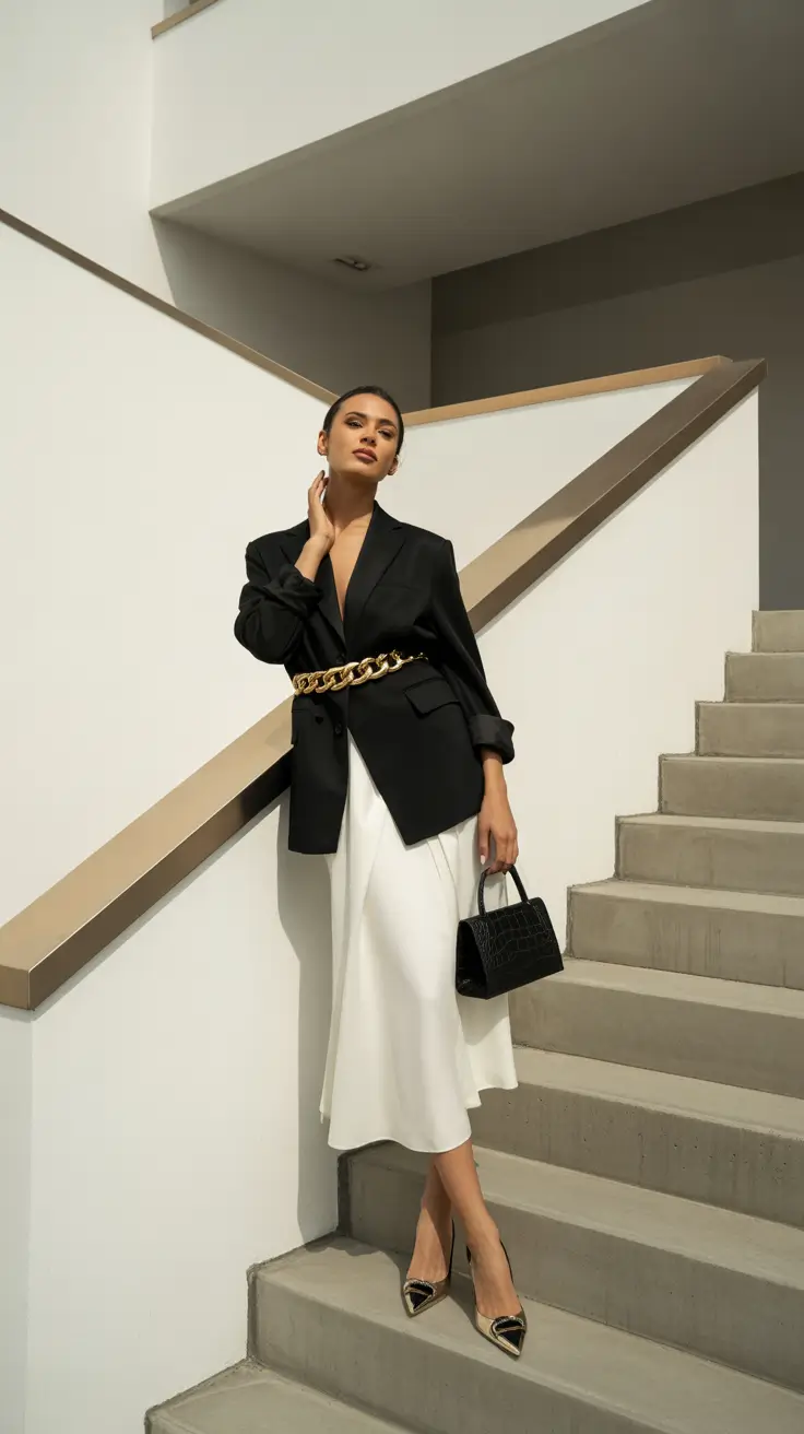 casual work outfits 2026 Minimalist Gold Statement