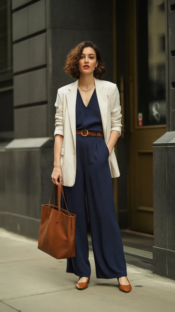 casual work outfits 2026 Classic Navy Energy