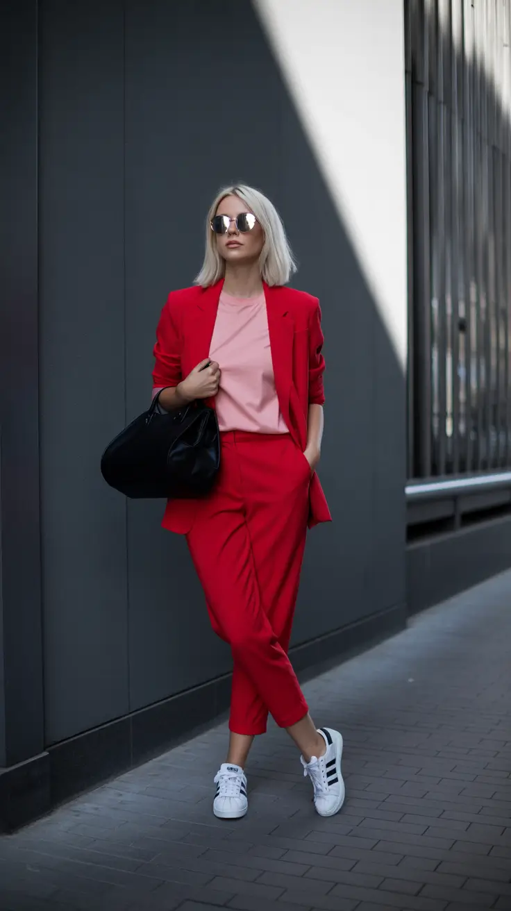 casual work outfits 2026 Red Confidence