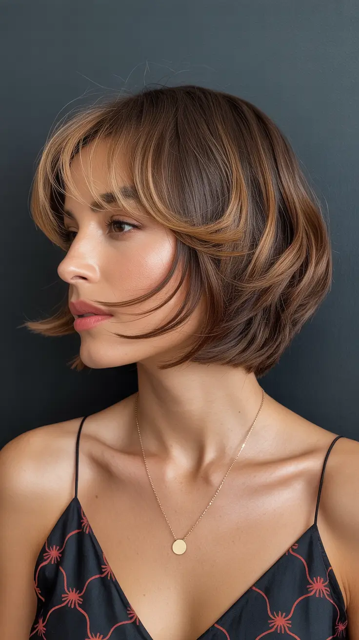 bob haircut 2026 Golden Brunette Volume Bob