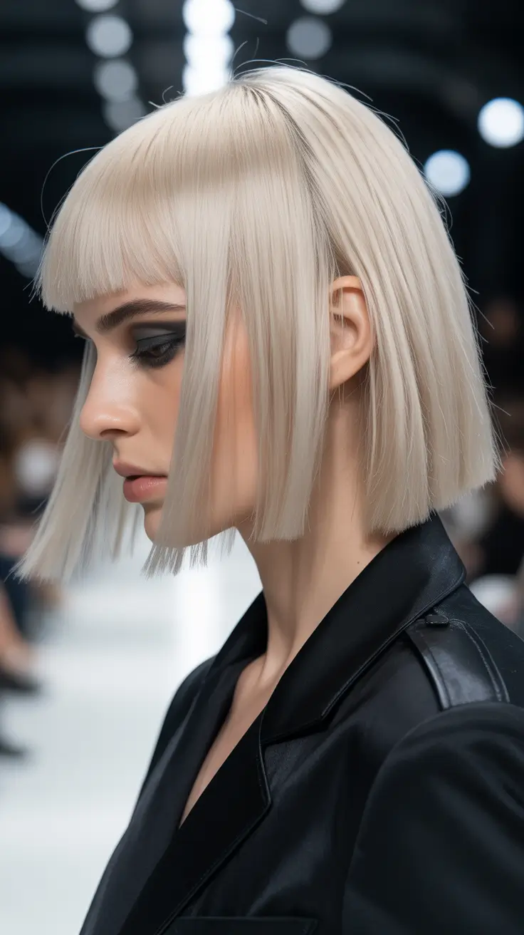 bob haircut 2026 Runway Platinum Geometry