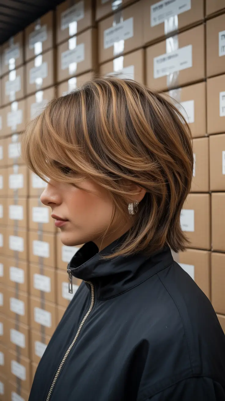 bob haircut 2026 Caramel Layered Bob with Movement