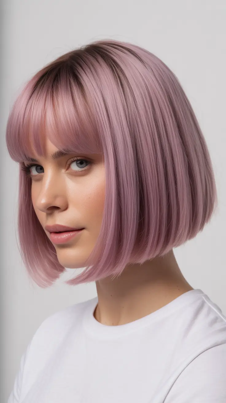 bob haircut 2026 Dusty Lilac Precision Bob