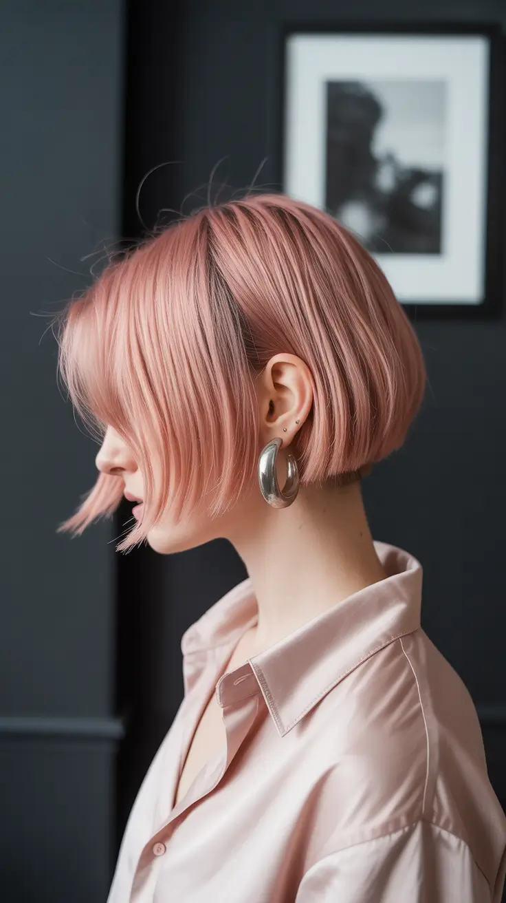 bob haircut 2026 Rose Quartz Blunt Bob