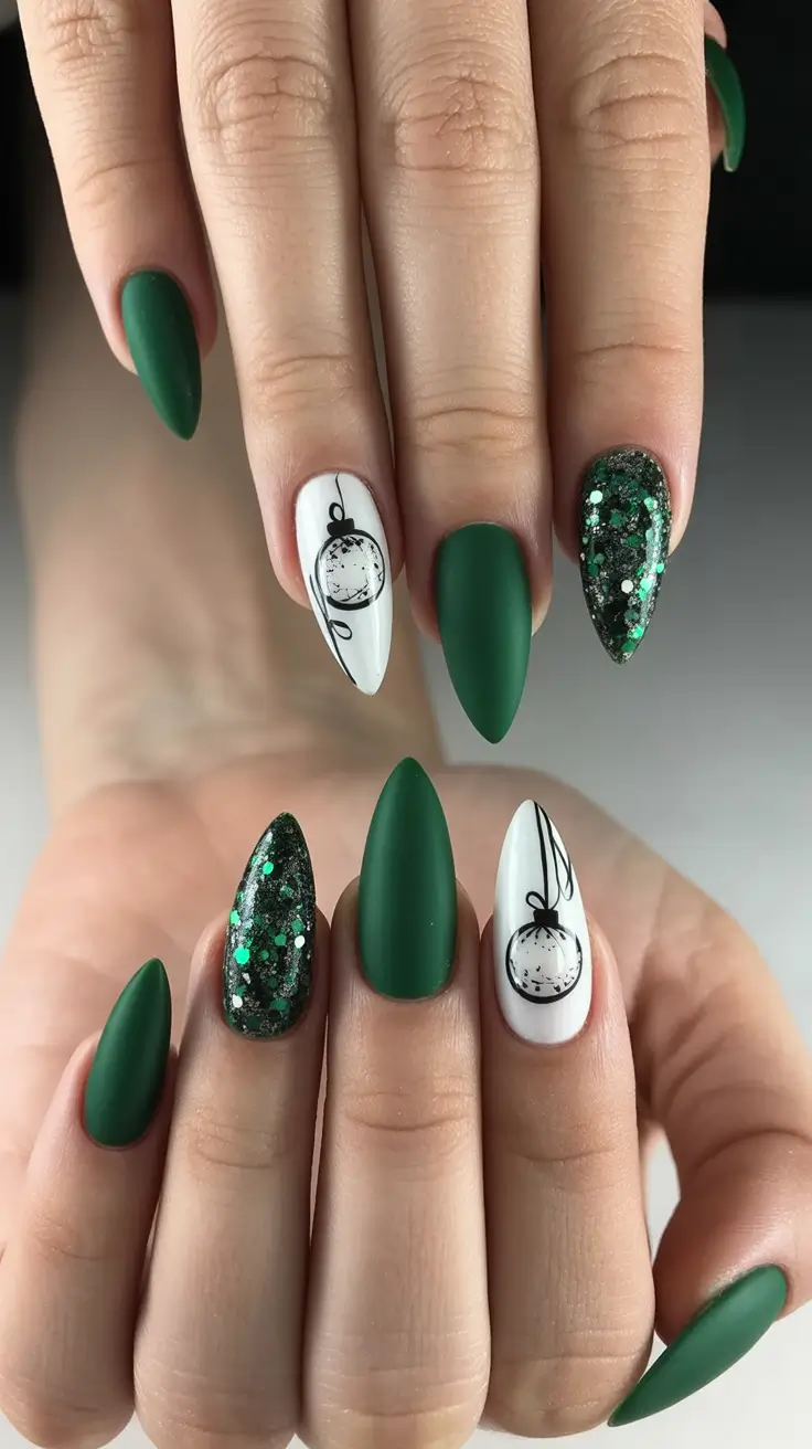 Chic Christmas Nails 2025 Forest Green Minimal Magic