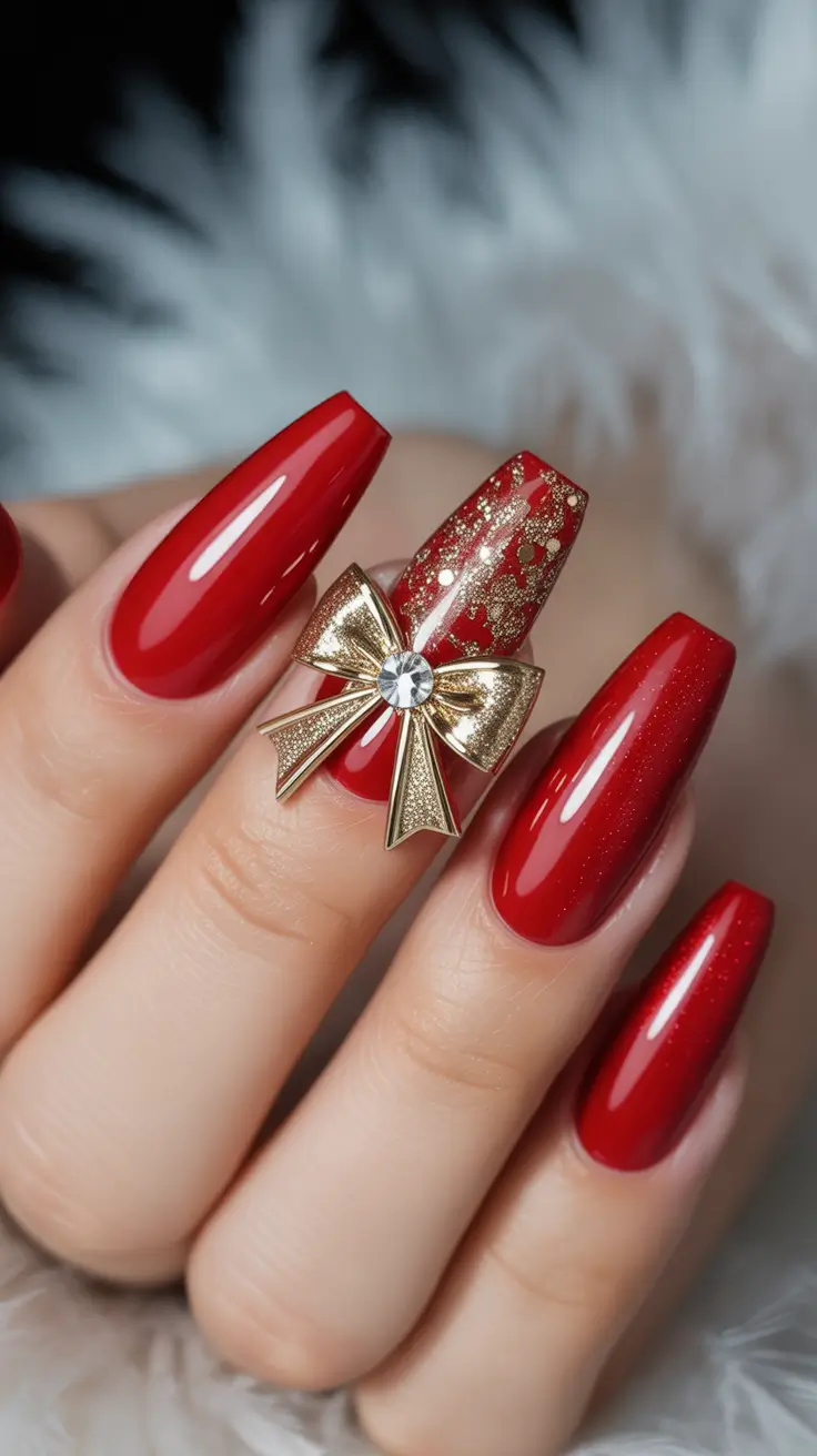 Chic Christmas Nails 2025 Red Velvet Glamour