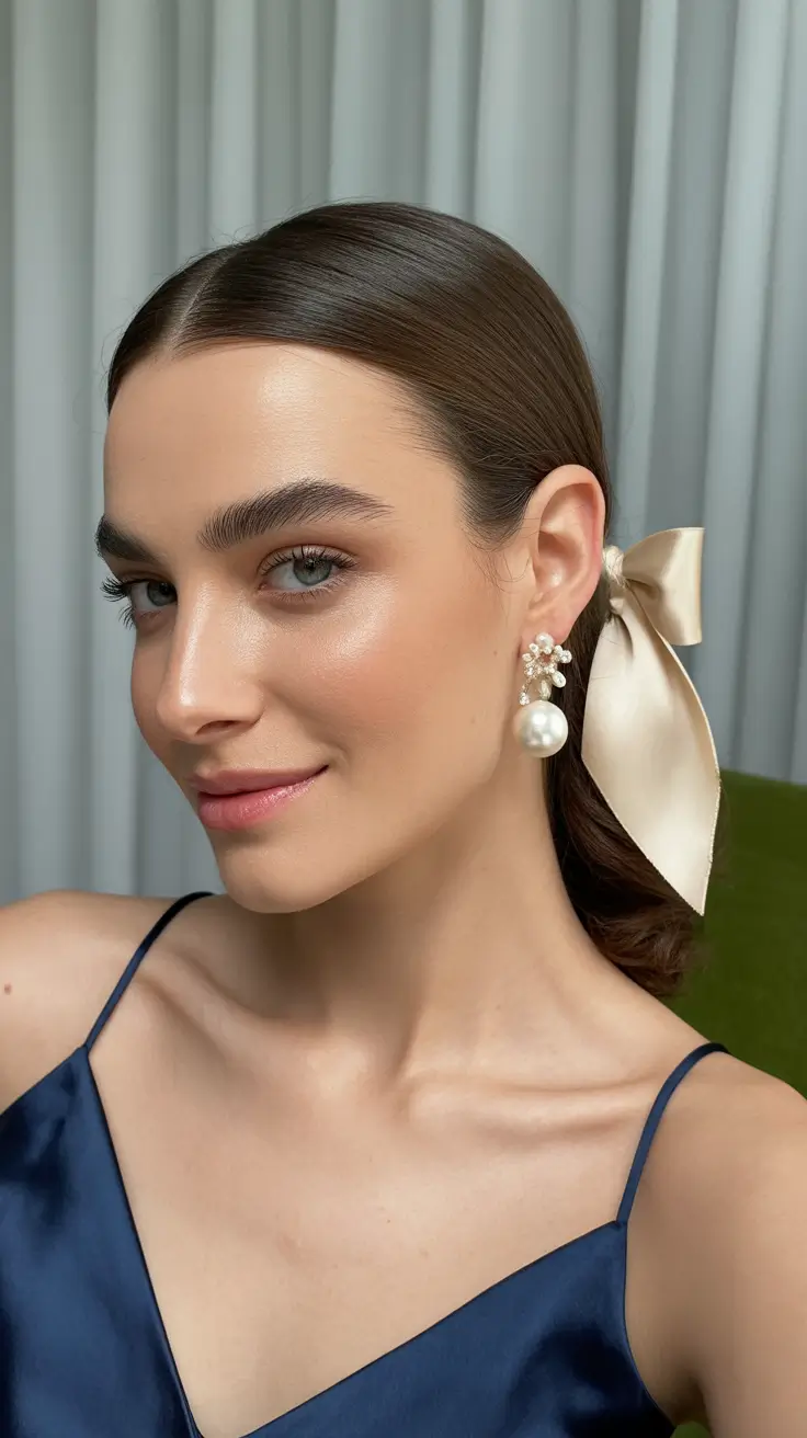 chic-short-hairstyles-for-women-2026-low-ponytail-satin-ribbon