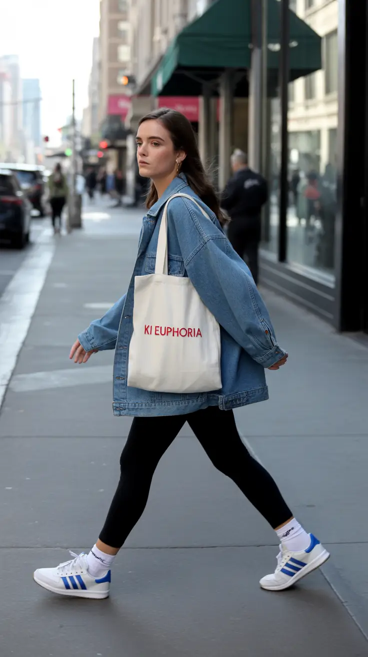 legging outfits 2026 Denim Cool and Everyday Confidence