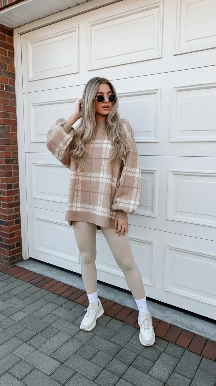 legging-outfits-2026-neutral-plaid-dream