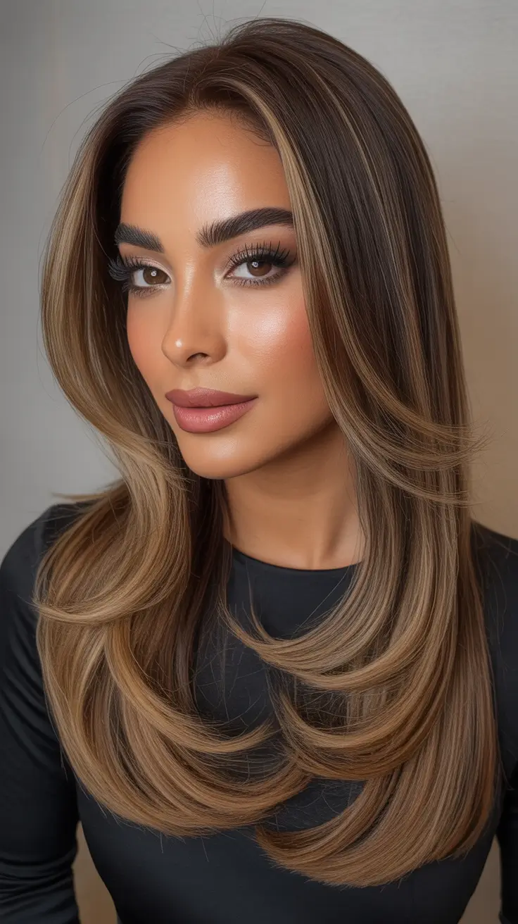 dark brown hair color 2026 Cool Depth With Clean Silhouette