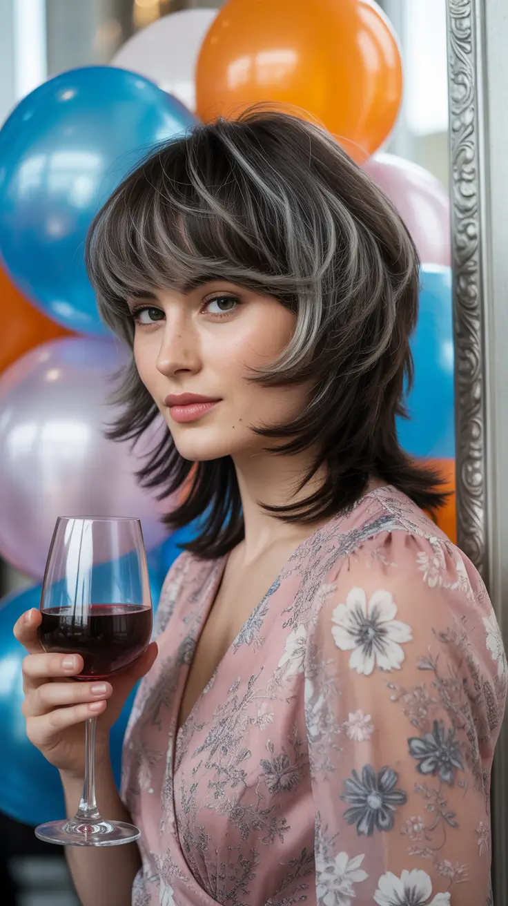 wolf haircut 2026 Soft Charcoal Layers with Modern Volume