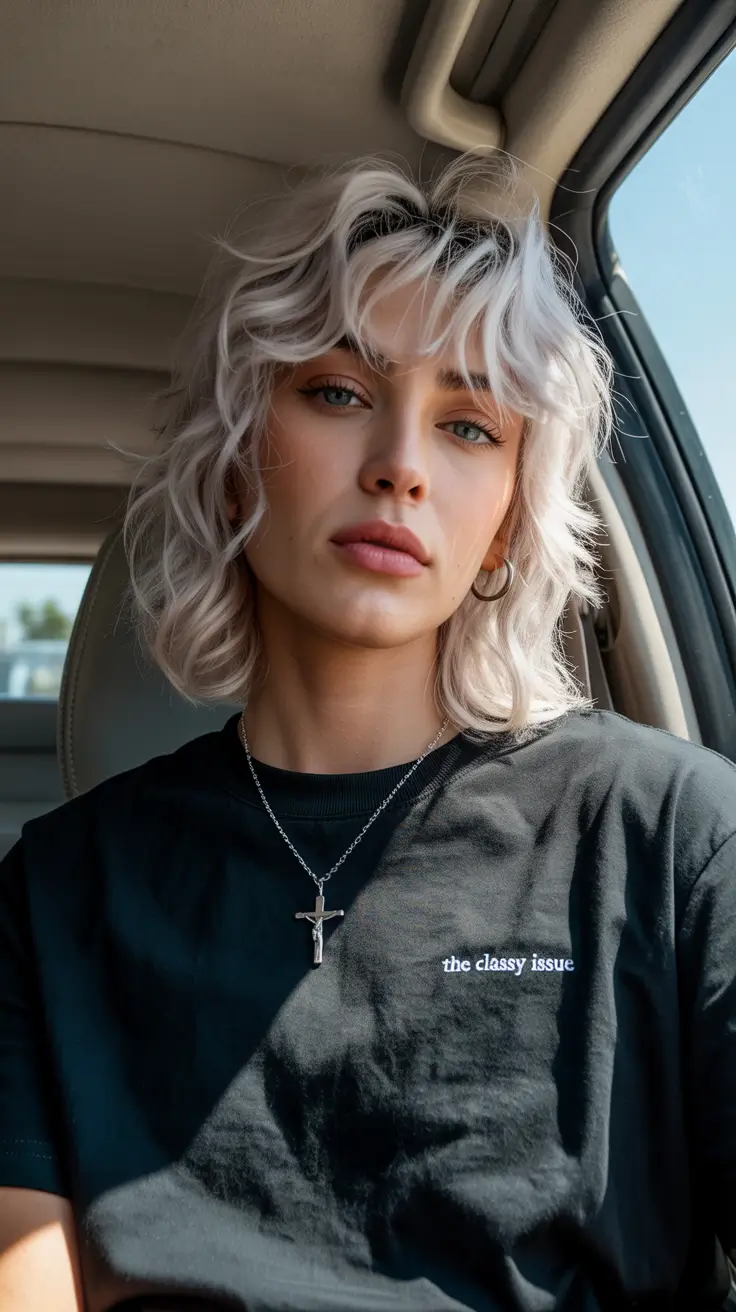 wolf haircut 2026 Platinum Urban Edge with Cool Texture