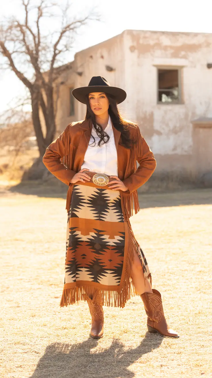 rodeo outfits 2026 Golden Fringe Dreams – The Power of Western Prints