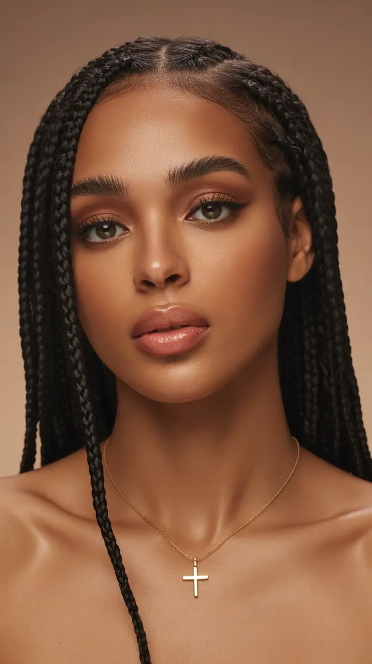 hairstyle black women 2026 Center-Parted Long Box Braids