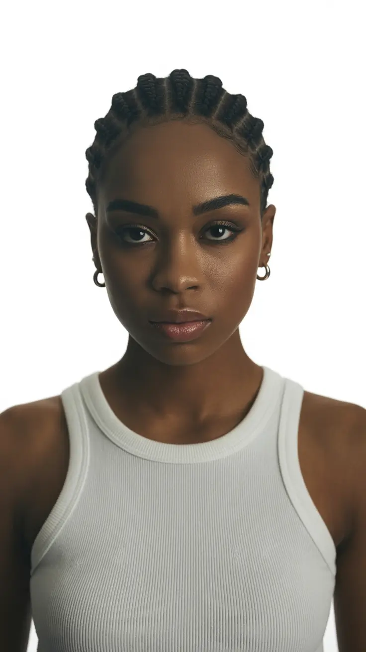 hairstyle black women 2026 Mini Cornrows with Athletic Energy
