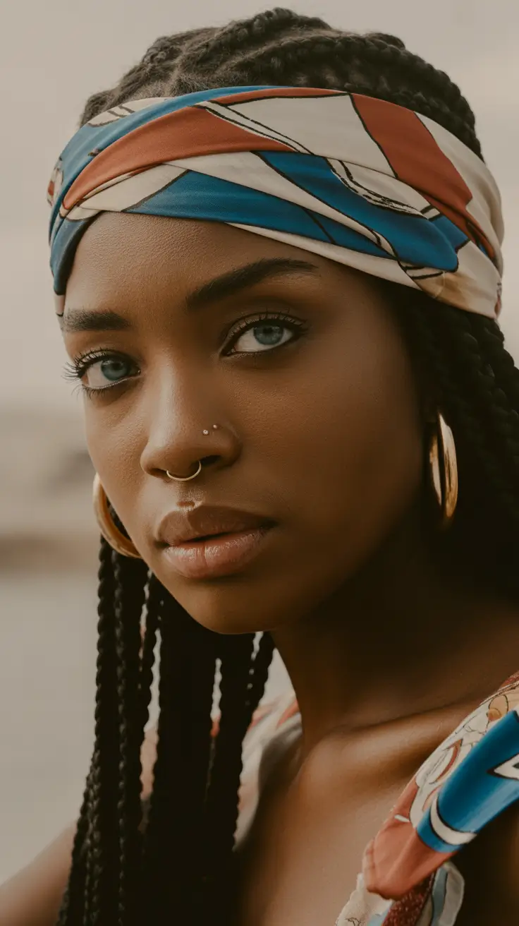 hairstyle black women 2026 Bohemian Braids With a Silk Scarf